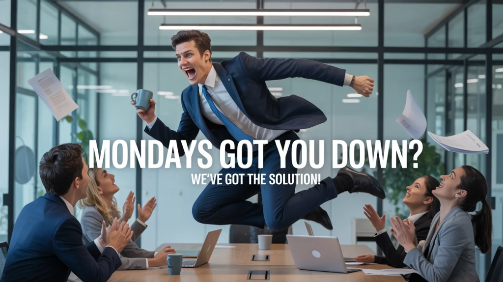 A humorous sequence of a corporate video